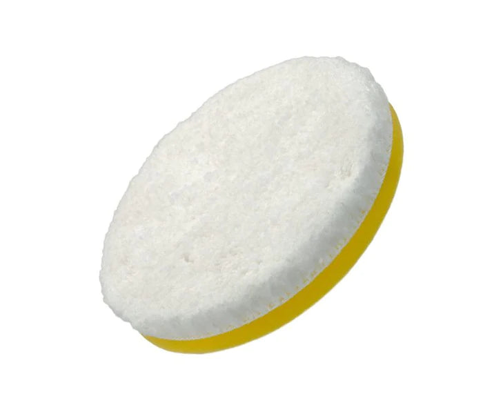 A microfibre cutting pad with a white surface and a yellow border, designed for paint edging.