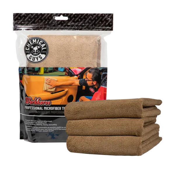 Chemical Guys Workhorse Professional Grade Microfiber Towel (3 Pack)