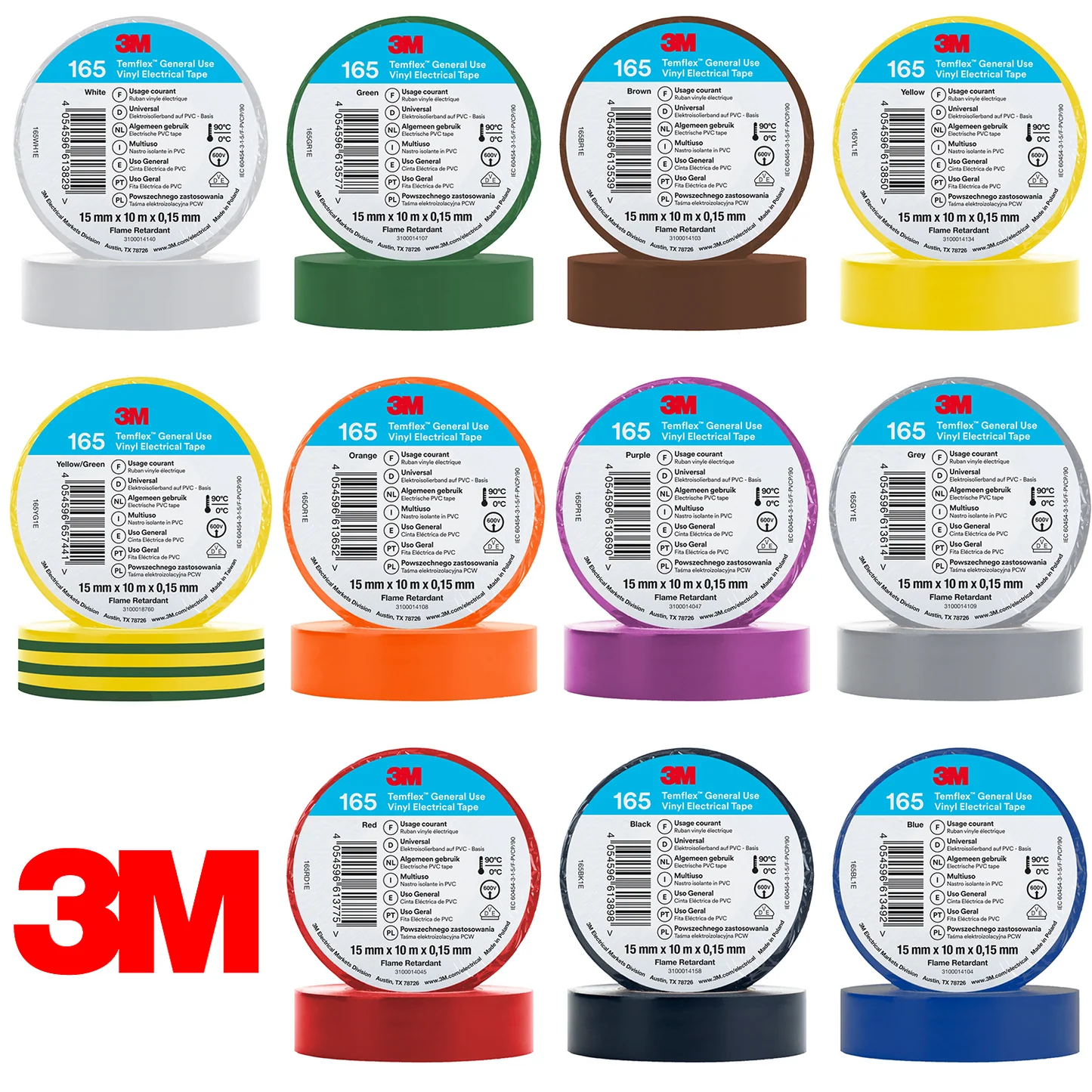 3M Temflex Vinyl Electrical Tape 165 (Previously Temflex 1500)