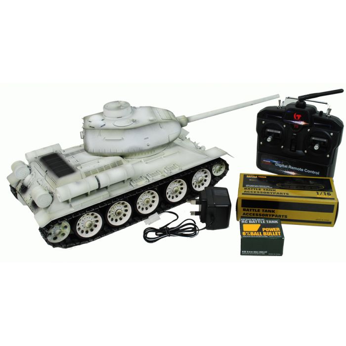 Taigen Hand Painted T34/85 White Winter Camo RC Tank Full Metal Upgrade