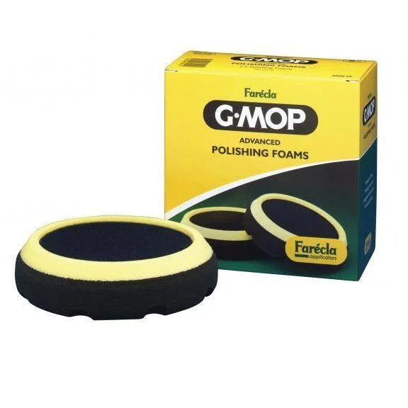 Front shot of polishing pad and G-Mop packaging on a white background.