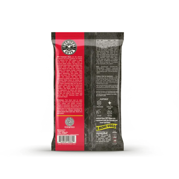 Chemical Guys VRP Protectant Wipes for Vinyl, Rubber, and Plastic