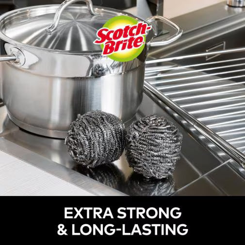 3M Scotch-Brite Stainless Steel Scouring Balls (Pack of 12)