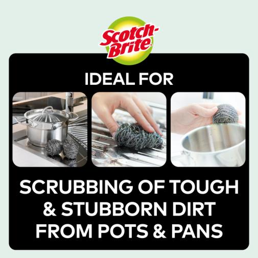 3M Scotch-Brite Stainless Steel Scouring Balls (Pack of 12)