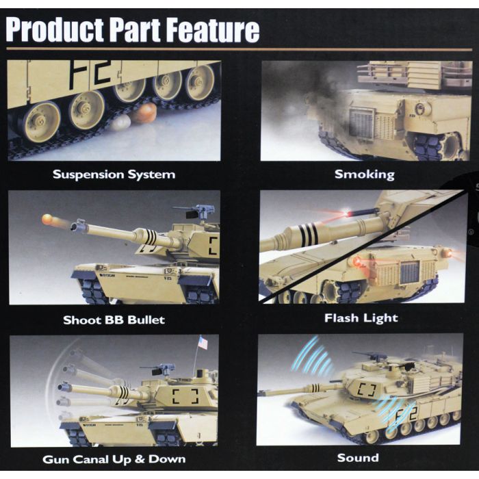 Heng Long 1:16 M1A2 Abrams RC Tank - Camo Version