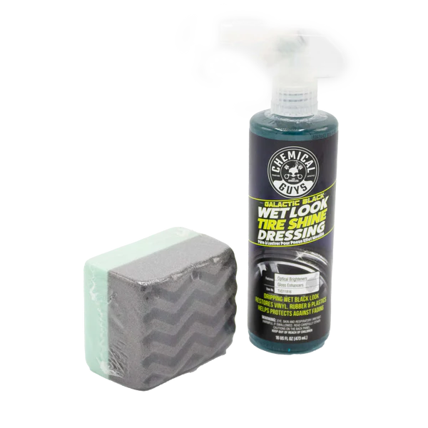Chemical Guys Galactic Black Wet Look Tyre Shine and Applicator Pad Kit