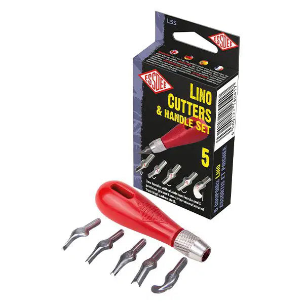Essdee Lino Cutters and Handle Set (5 Cutters, Styles 1 - 5)