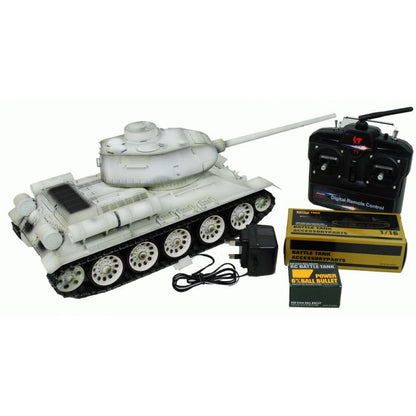 Taigen Hand Painted T34/85 White Winter Camo RC Tank Full Metal Upgrade