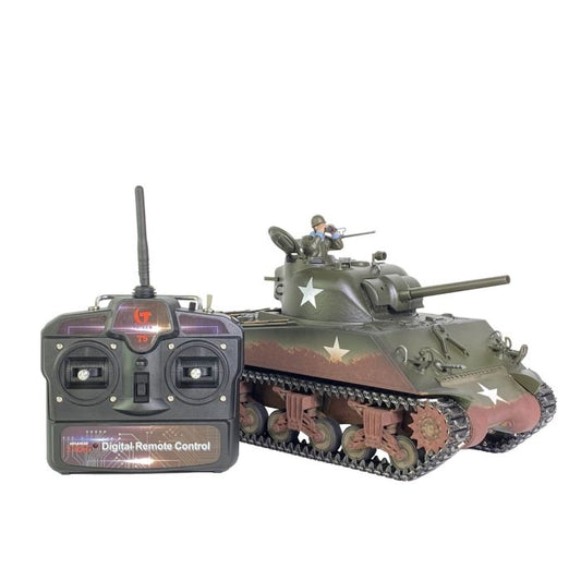 Taigen Hand Painted Sherman RC Tank - 360° Turret and Metal Parts