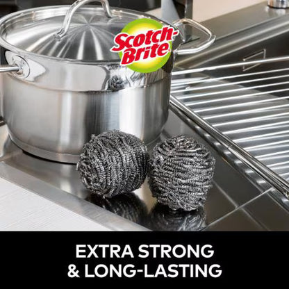 3M Scotch-Brite Stainless Steel Scouring Balls (Pack of 12)