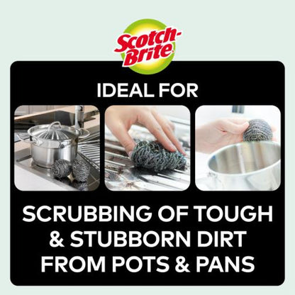 3M Scotch-Brite Stainless Steel Scouring Balls (Pack of 12)