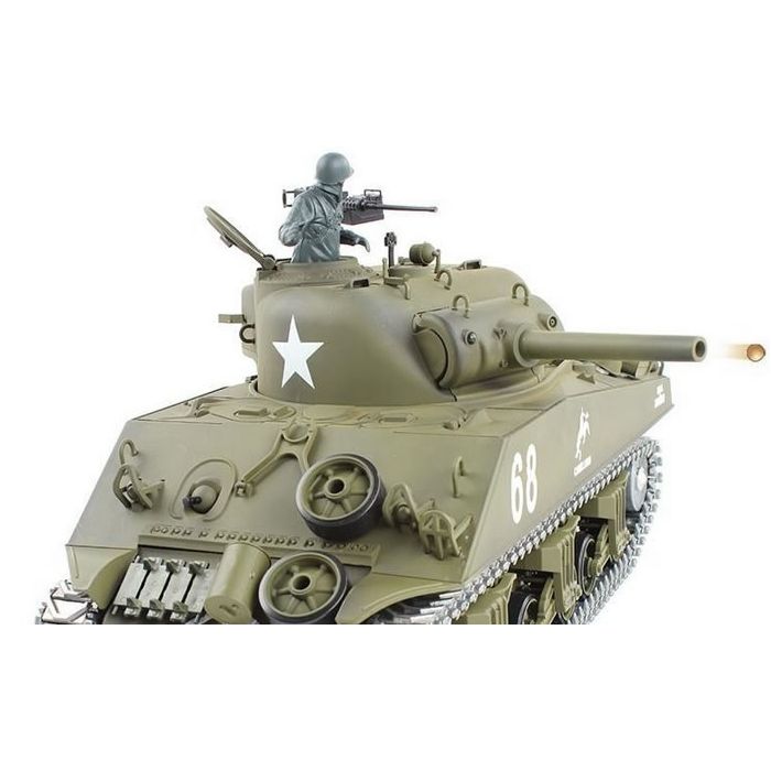 Heng Long 1:16 M4A3 Sherman RC Tank with Smoke, Sound, and BB Gun - Metal Upgrade PRO Version