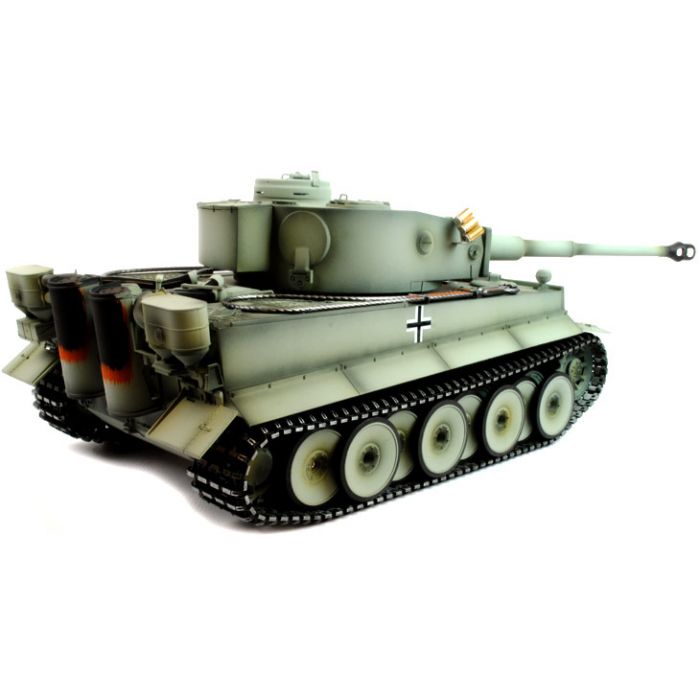 Taigen Hand Painted RC Tank Tiger I Grey - Full Metal Upgrade - 360° Rotating and Smoking Barrel
