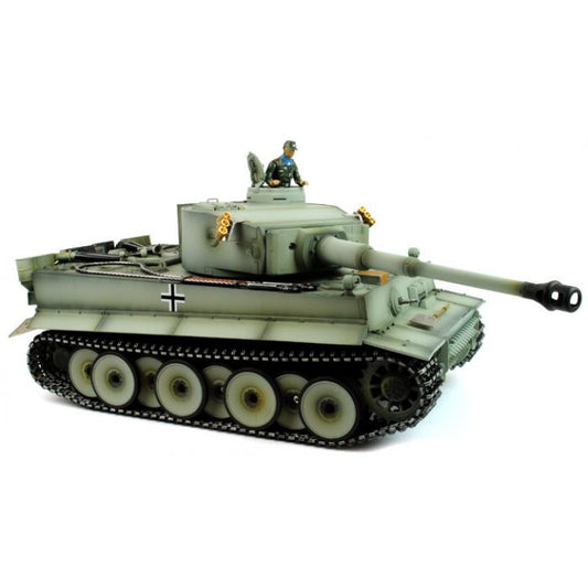 Taigen Hand Painted RC Tank Tiger I Grey - Full Metal Upgrade - 360° Rotating and Smoking Barrel
