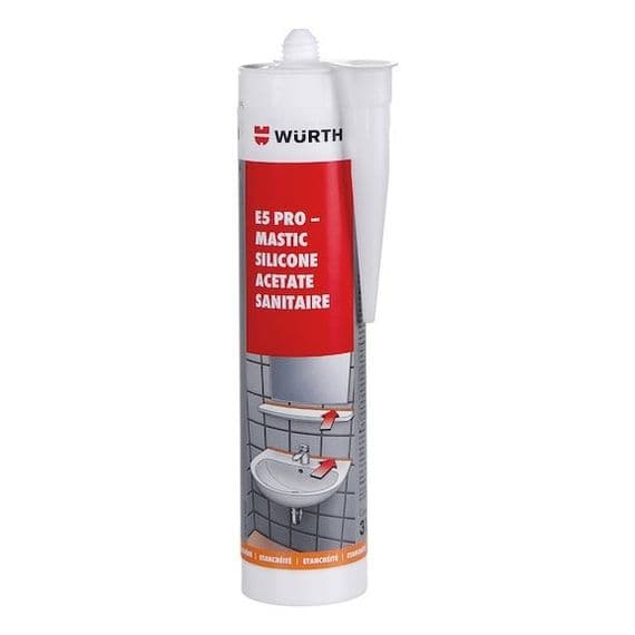 Würth E5 Pro S - Sanitary Silicone Acetate (White)